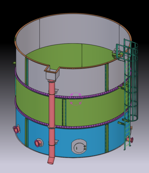 1367- Bolted Tank with Catladder - Model